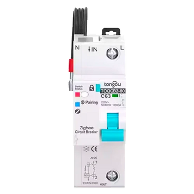 Magnetotérmico Inteligente Tongou 1P TOQCB2-80 1-63A Curva C Zigbee