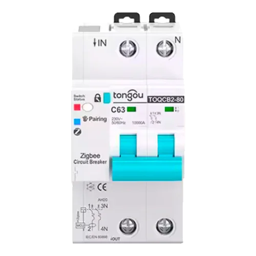 Disjoncteur magnétothermique intelligent Tongou 2P TOQCB2-80 1-63A Courbe C Zigbee