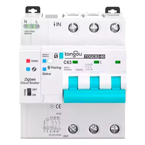 Disjoncteur magnétothermique intelligent Tongou 3P TOQCB2-80 1-63A Courbe C Zigbee