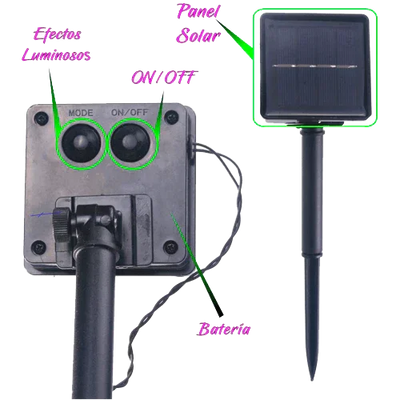Guirnalda Solar 200 LEDs 3000K Exterior JND-9138H