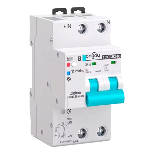 Magnetotérmico Inteligente Tongou 2P TOQCB2-80 1-63A Curva C Zigbee