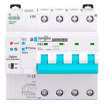 Magnetotérmico Inteligente Tongou 4P TOQCB2-80 1-63A Curva C Zigbee